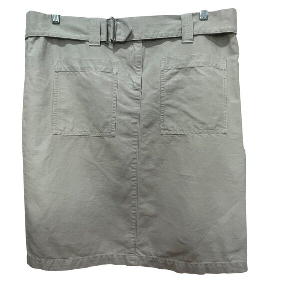 Calvin Klein Jeans Belted Skirt Linen Blend Khaki Utility Pockets Size 8 - Picture 7 of 10